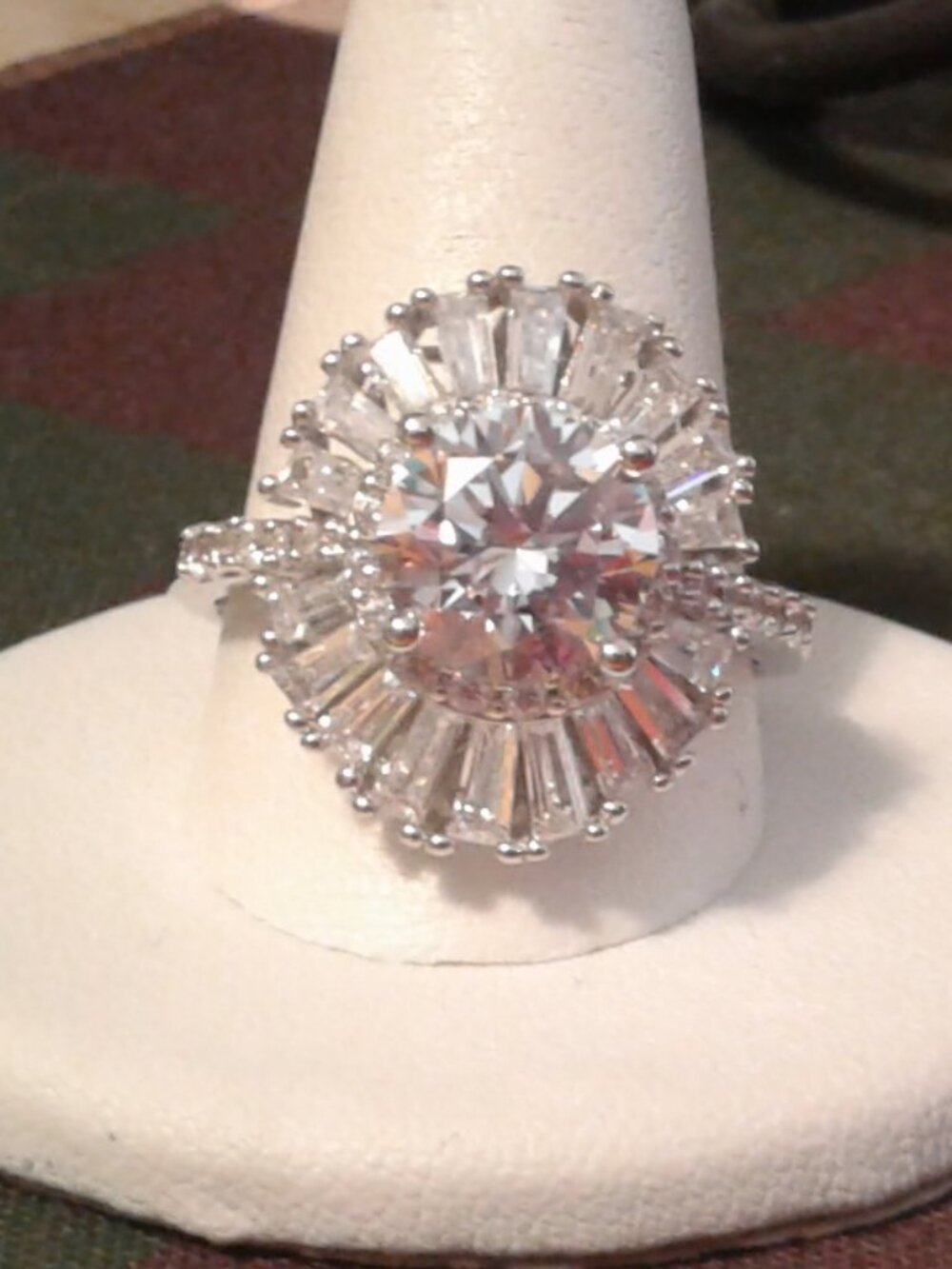 Bella Luce Rhodium Plated Center Design Ballerina Style Ring 7.79ctw.